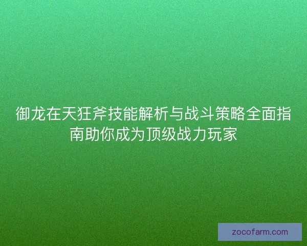 御龙在天狂斧技能解析与战斗策略全面指南助你成为顶级战力玩家