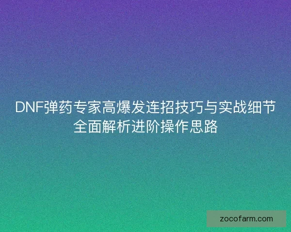 DNF弹药专家高爆发连招技巧与实战细节全面解析进阶操作思路